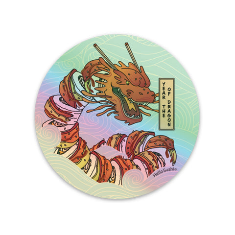 Holographic Sushi Dragon Sticker (2024 Year of the Dragon) by Hello Sushi Store